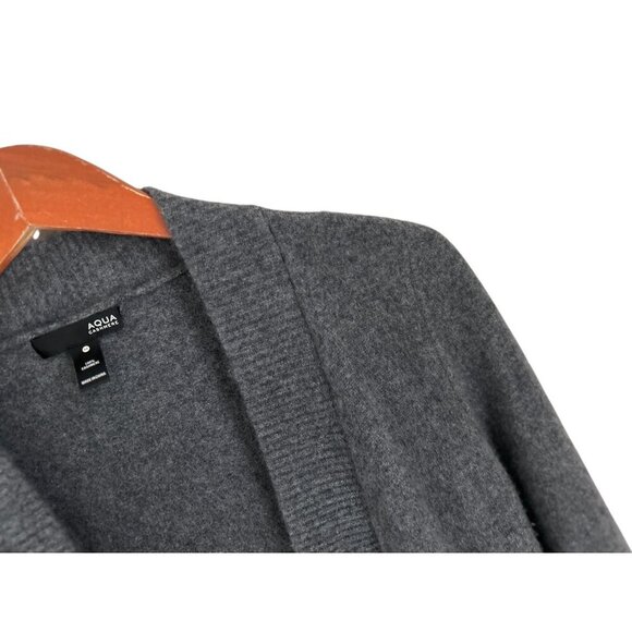 Aqua 100% Cashmere Open Front Dark Gray Cardigan Sweater With Pockets - Picture 3 of 7